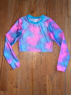 More Than Magic Girls Tie Dye Long Sleeve Crop Top Size 7/8 (Medium)